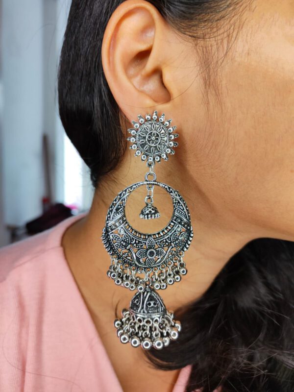 Big-oxidised-jhumka-earrings